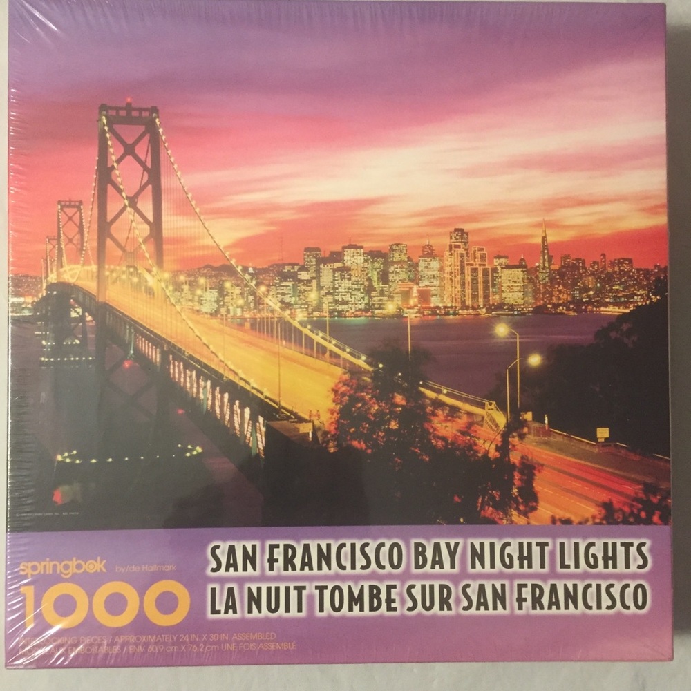 New Vintage 1999 Puzzle San Francisco Bay Night Lights Springbok 1000